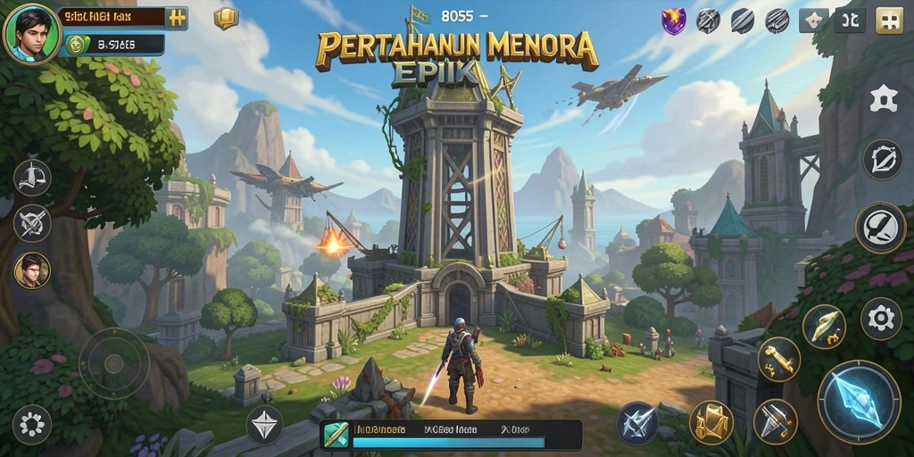 Gameplay aksi Tower Defense yang mendebarkan di 8055.
