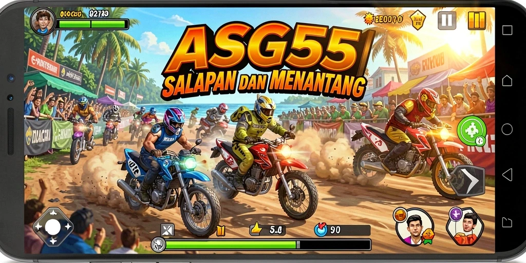 Tangkapan layar menunjukkan gameplay balapan yang intens dan seru.