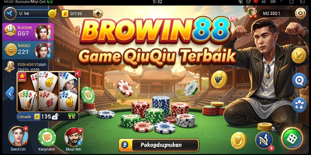 Screenshot gameplay BROWIN88 menampilkan aksi QiuQiu yang seru.