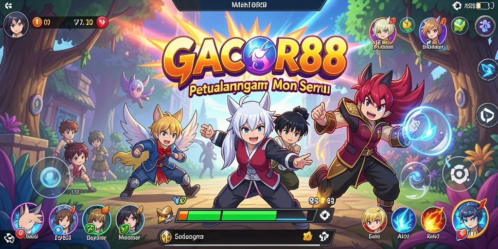 Gameplay GACOR88 menampilkan pertarungan karakter anime yang dinamis.