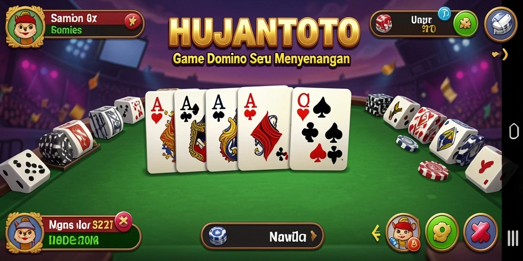 Screenshot gameplay HUJANTOTO menampilkan momen seru dalam permainan Domino.