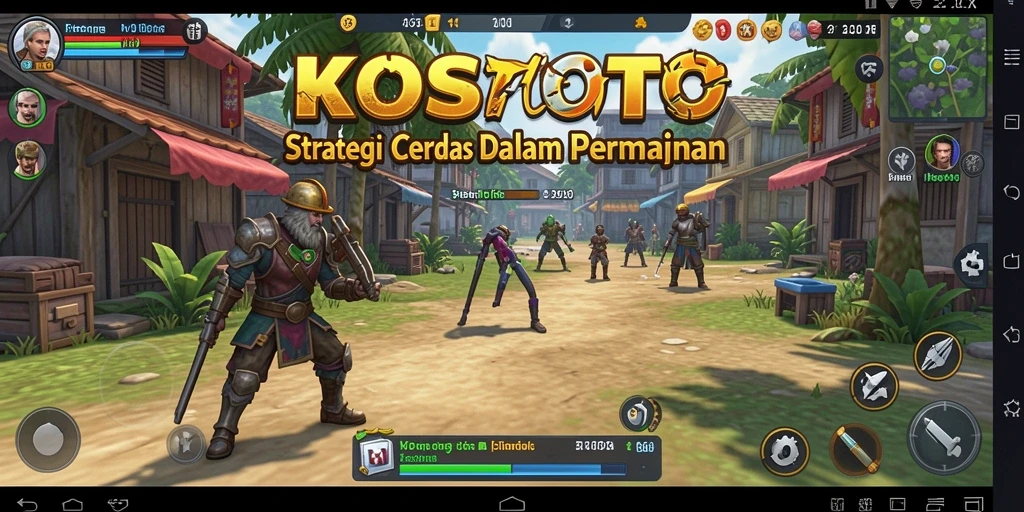 Screenshot gameplay KOSTOTO menampilkan pertempuran strategi yang intens.