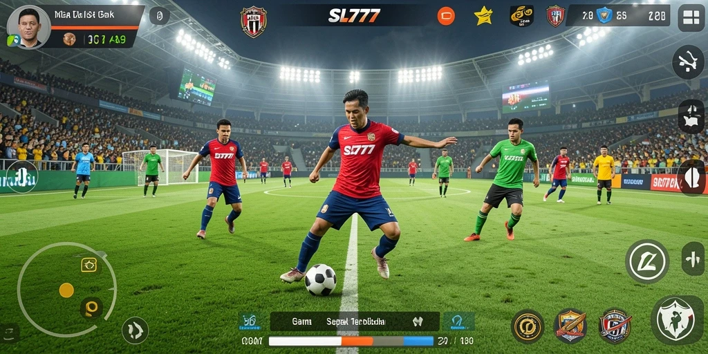 Tampilan gameplay seru dari SL777 dengan aksi sepak bola yang mendebarkan.