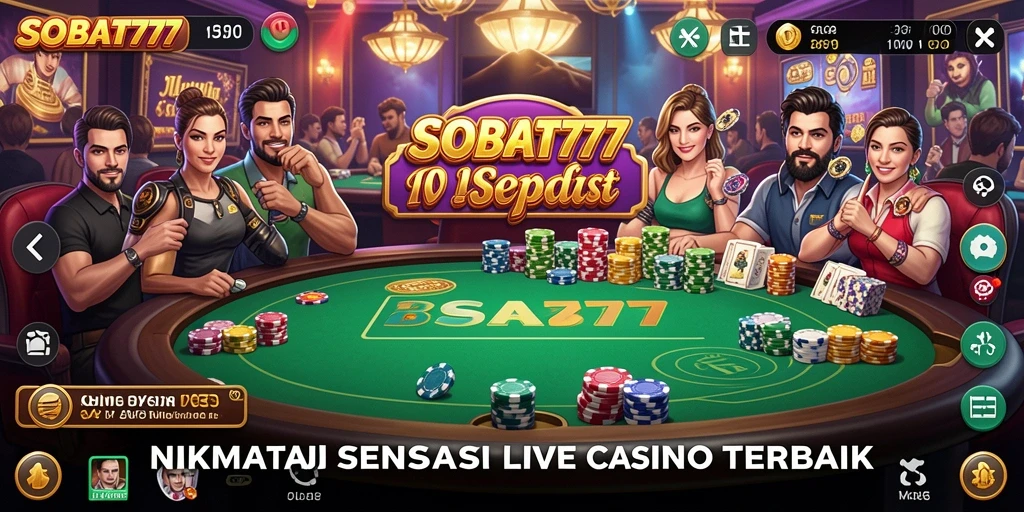 Screenshot utama SOBAT777 dengan tampilan gameplay Live Casino yang mendebarkan.
