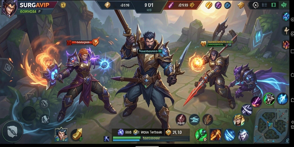 Tampilan seru dari pengalaman gameplay MOBA SURGAVIP.