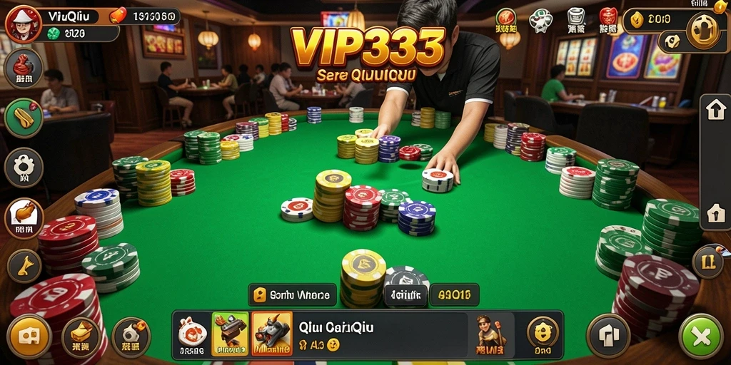 Screenshot gameplay VIP333 menampilkan aksi seru permainan QiuQiu.